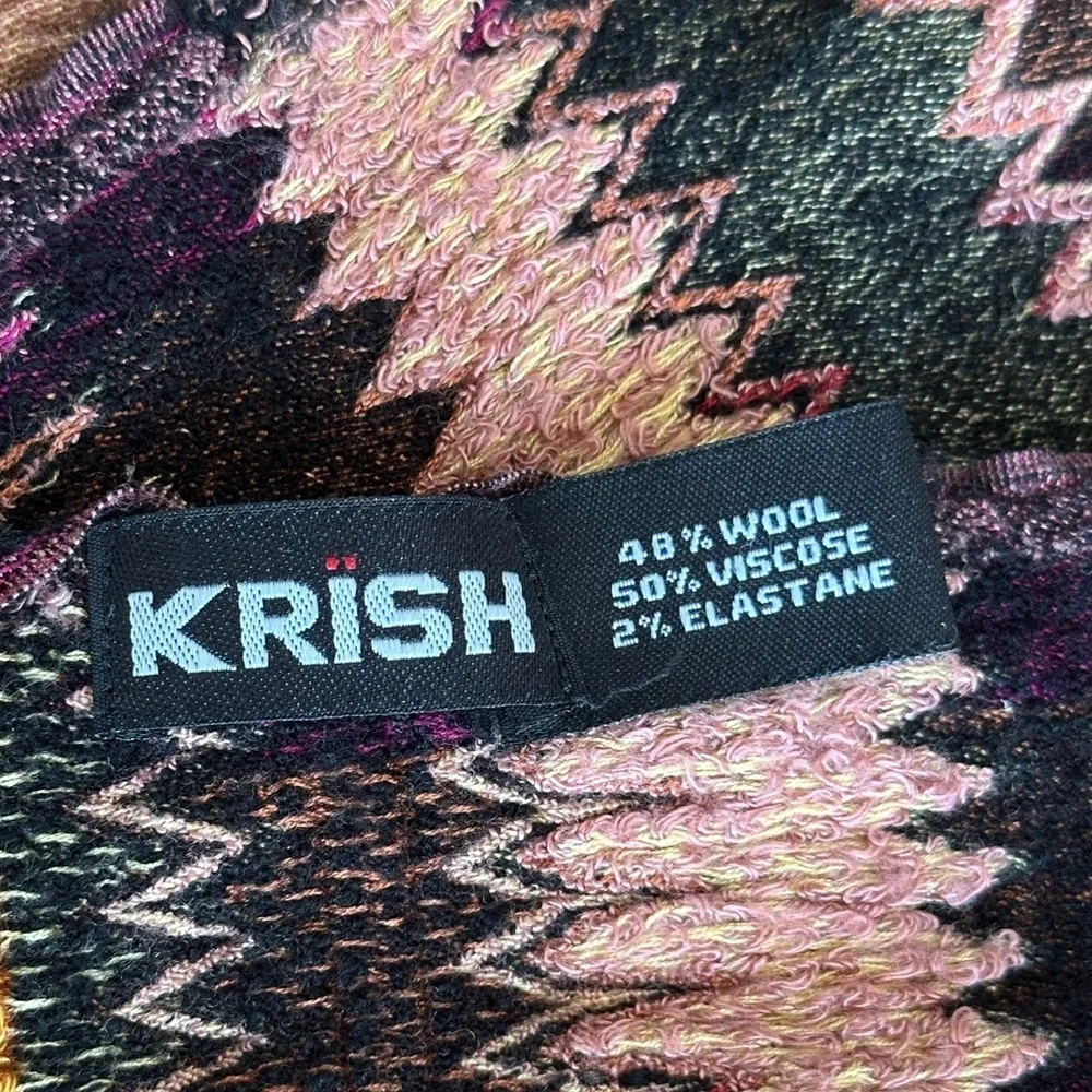 KRISH | Wool Blend Colorful Boho Tole Froissee Zigzag Scarf